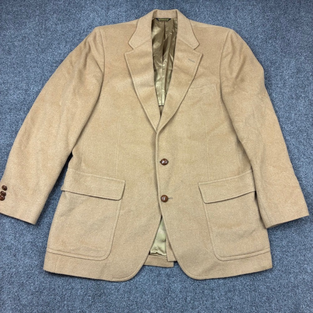 Vintage John Weitz by Palm Beach Camel Hair Blazer Tan Sport Coat USA Made Mens